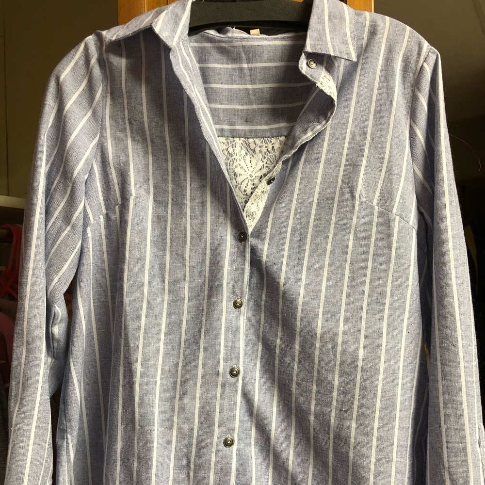 Striped Casual Button Up Blouse